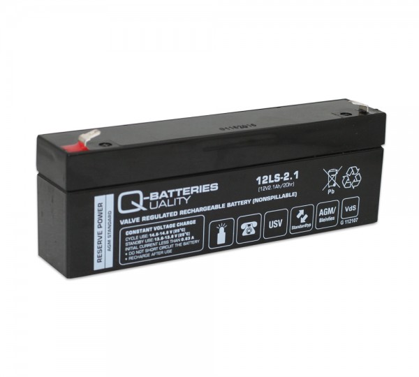 Q-Batteries 12LS-2.1 12V 2,1Ah Blei-Vlies Akku / AGM VRLA VRLA mit VdS