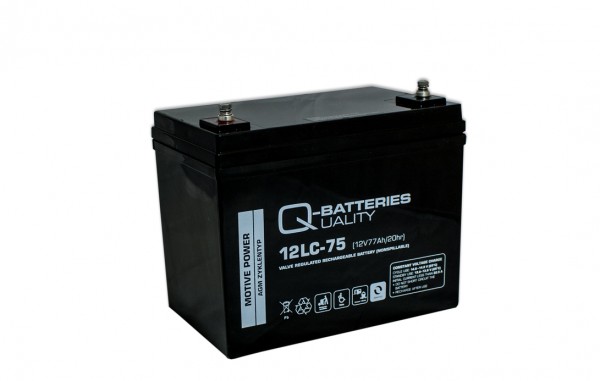 Q-Batteries 12LC-75 / 12V - 77Ah Blei Akku Zyklentyp AGM - Deep Cycle VRLA