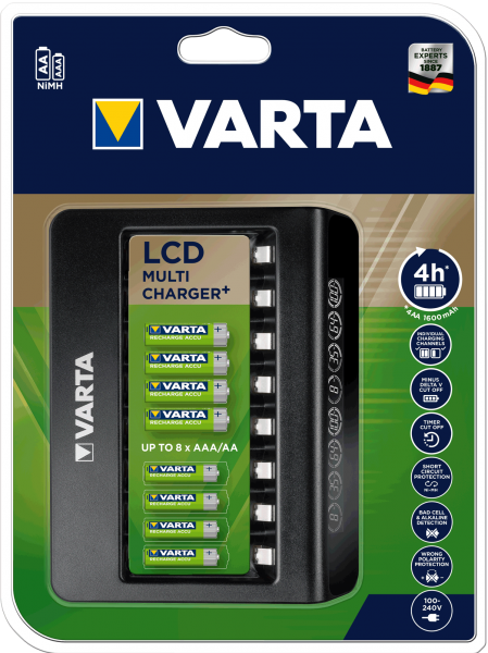 Varta Ladegerät Multi Charger+ mit LCD Anzeige für AAA und AA Akkus