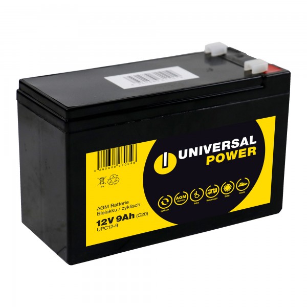 Universal Power AGM UPC12-9 12V 9Ah (C20) AGM Batterie zyklenfest wartungsfrei