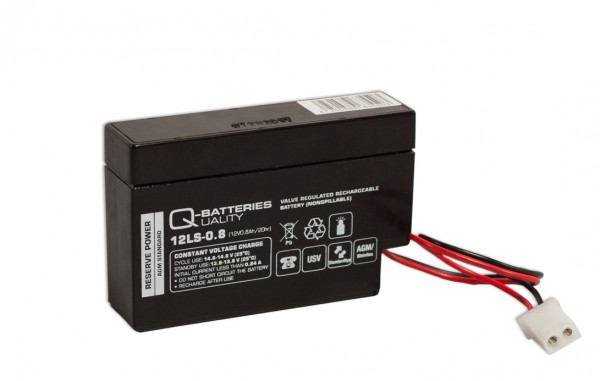 Q-Batteries 12LS-0.8 12V 0,8Ah AGM Akku mit AMP-Stecker