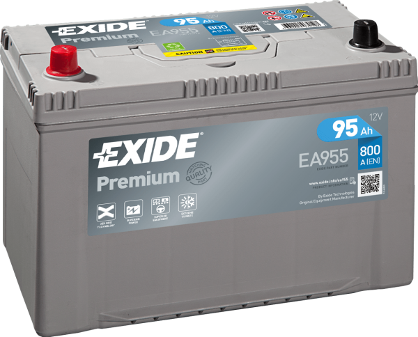 Exide EA955 Premium Carbon Boost 12V 95Ah 800A Autobatterie