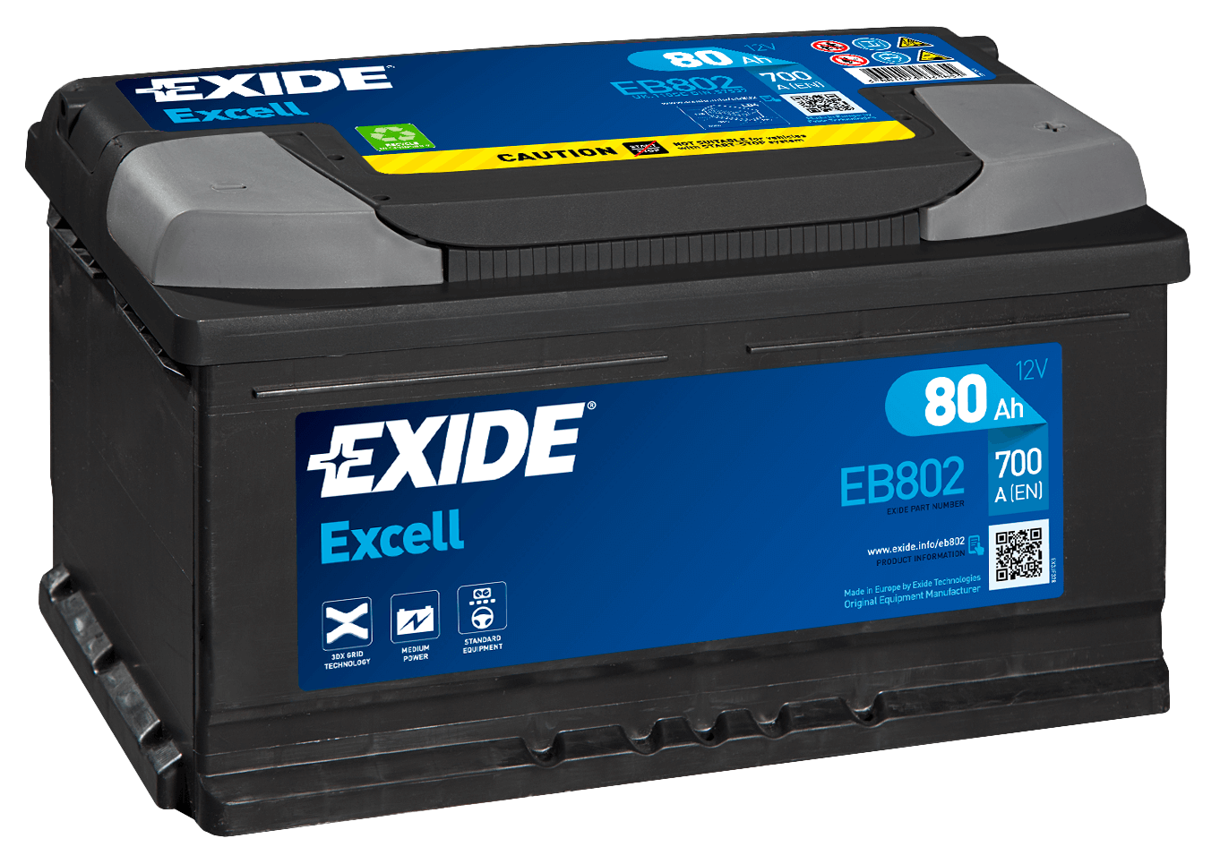 Exide EB454 Excell 12V 45Ah 330A Autobatterie, Starterbatterie, Boot, Batterien für