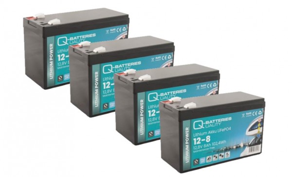 Ersatzakku Lifepo4 Batterie für Kinderfahrzeug 4 x 12V 8AH 102,4Wh - bis zu 50% mehr Reichweite