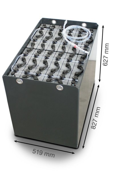 Q-Batteries 48V Gabelstaplerbatterie 4 PzS 460 DIN A (827 x 519 x 627mm) Trog 57017076 inkl. Aquamat