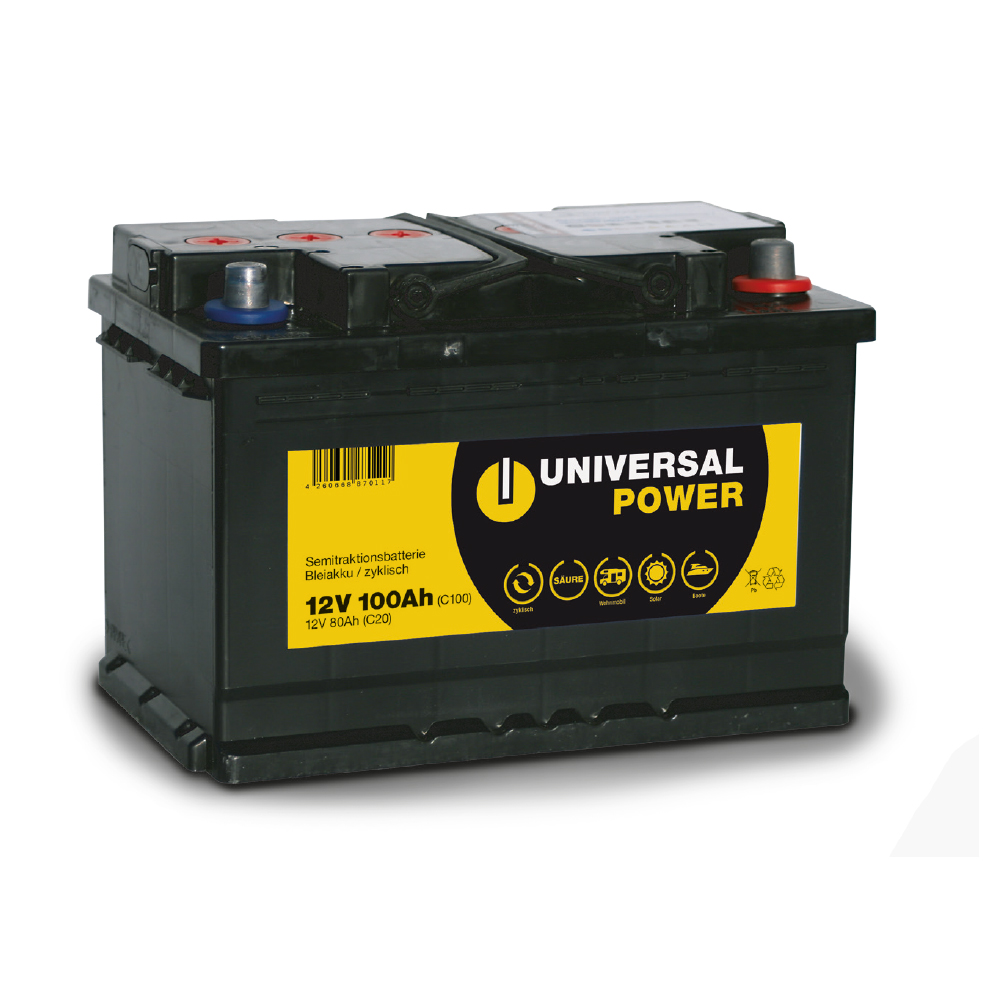 Universal Power Semitraktion UPA12-100 12V 100Ah (C100) Solar Batterie  Wohnmobilbatterie zyklenfest, Versorgungsbatterie, Caravan, Batterien  für