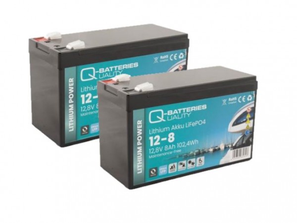 Ersatzakku Lifepo4 Batterie für Kinderfahrzeug 2 x 12V 8AH 102,4Wh - bis zu 50% mehr Reichweite