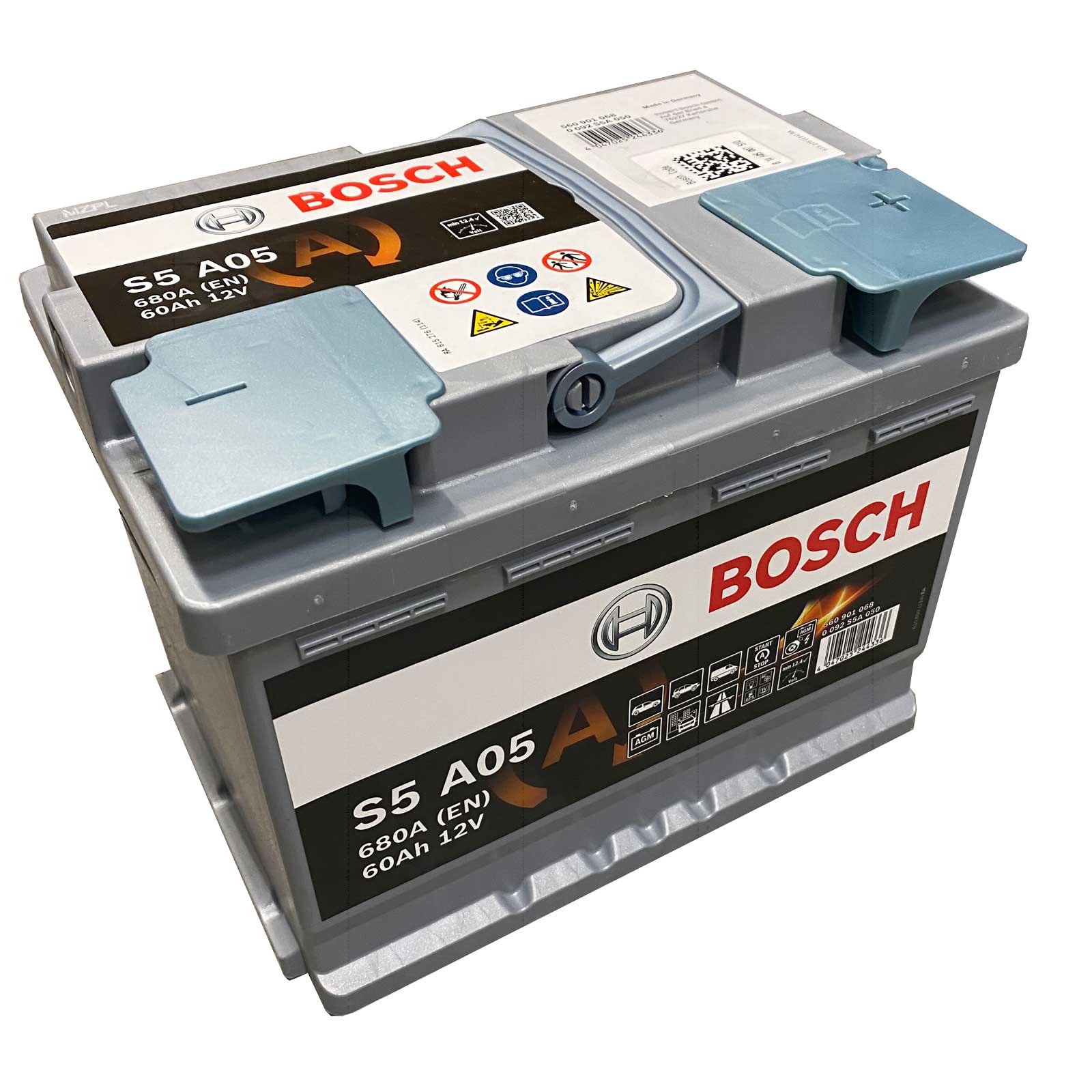 Bosch S5 A05 Autobatterie AGM Start-Stop 12V 60Ah 680A, Starterbatterie, Boot, Batterien für
