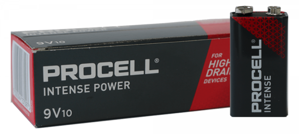 Duracell Procell Alkaline Intense Power 6LR61 9V Block MN 1604, 1,5V 10 Stk. (Box)