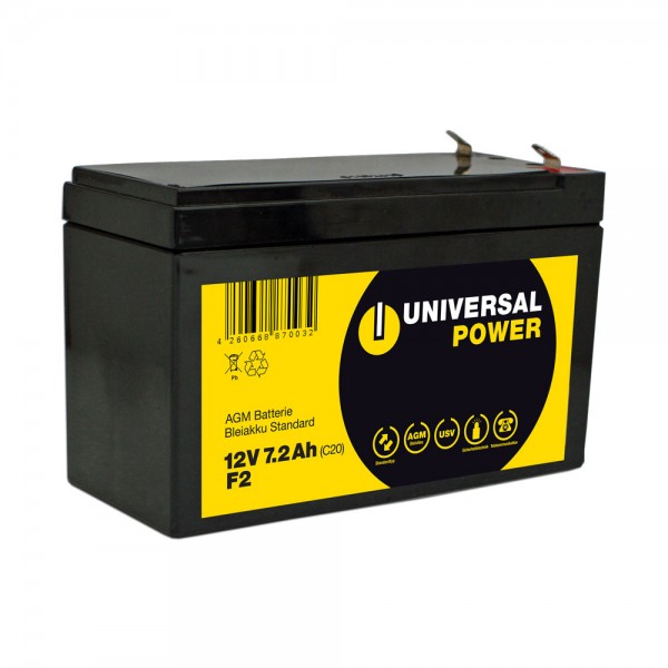 Universal Power AGM UPS12-7.2 F2 12V 7,2Ah AGM Batterie USV Akku wartungsfrei Anschluss F2