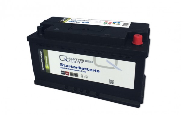 Q-Batteries Autobatterie Q90 12V 90Ah 820A, wartungsfrei, Starterbatterie, Boot, Batterien für