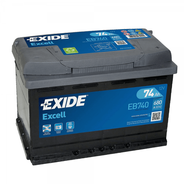 Exide EB740 Excell 12V 74Ah 680A Autobatterie, Starterbatterie, Boot, Batterien für