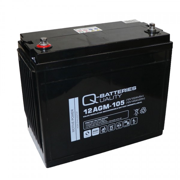 Q-Batteries 12AGM-105 Traktionsbatterie 12V 122Ah (5h) 145Ah (20h) wartungsfreier AGM-Akku VRLA