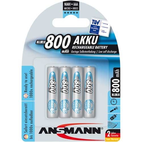 Ansmann Akku Micro AAA HR03 800mAh NiMH (4er Blister)