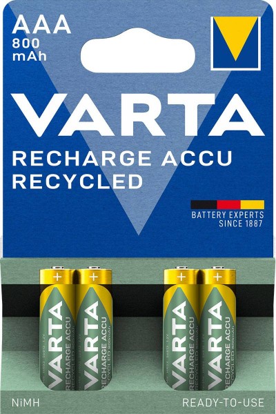 Varta Akku Recharge Accu Recycled Micro AAA NiMH 800mAh (4er Blister)