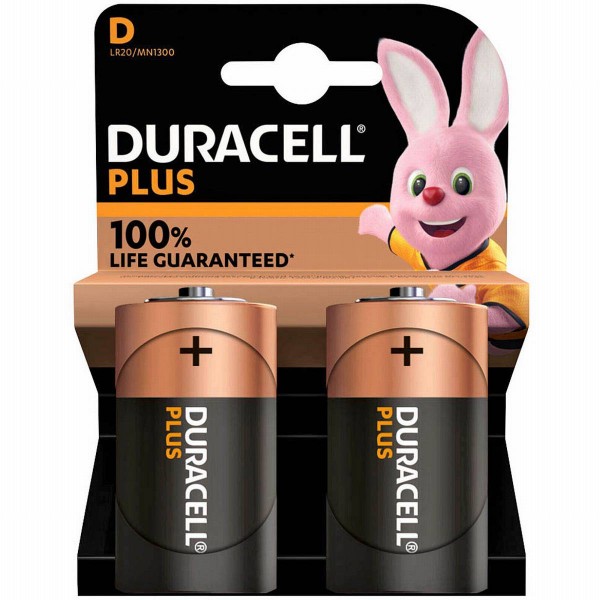 Duracell Plus LR20 Mono D Batterie Alkaline Batterie (2er Blister), Mono D, Akku & Batterien