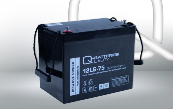 Q-Batteries 12LS-75 12V - 75Ah Blei Akku Standard-Typ AGM 10 Jahres-Typ