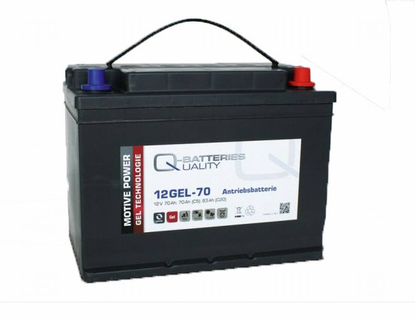 Q-Batteries 12GEL-70 Antriebsbatterie 12V 70Ah (5h), 75Ah (20h) wartungsfreier Gel-Akku VRLA