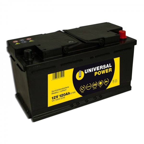 Universal Power Semitraktion UPA12-120 12V 120Ah (C100) Solar Batterie  Wohnmobilbatterie zyklenfest, Versorgungsbatterie, Caravan, Batterien  für