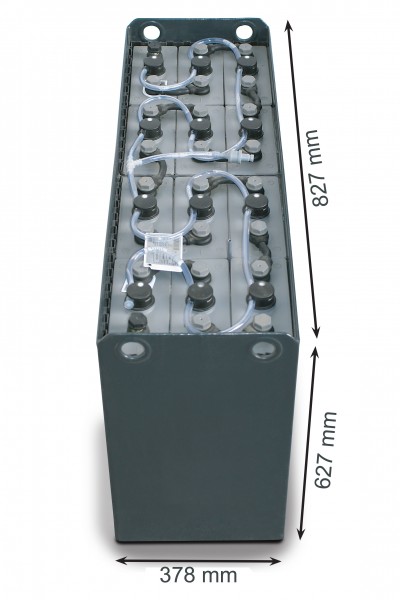 Q-Batteries 24V Gabelstaplerbatterie 6 PzS 690 DIN A (827 * 378 * 627) Trog 57014031 inkl. Aquamati