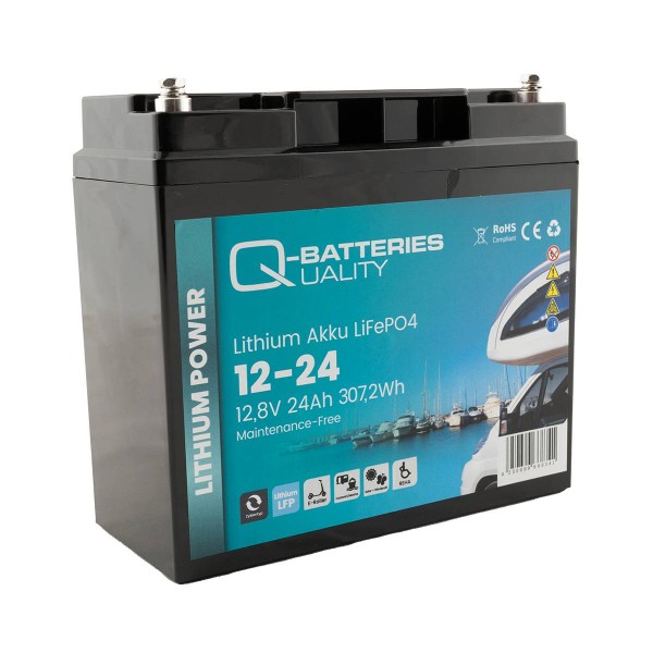 Q-Batteries Lithium Akku 12-24 12,8V 24Ah 307,2Wh LiFePO4 Lithium-Eisenphosphat