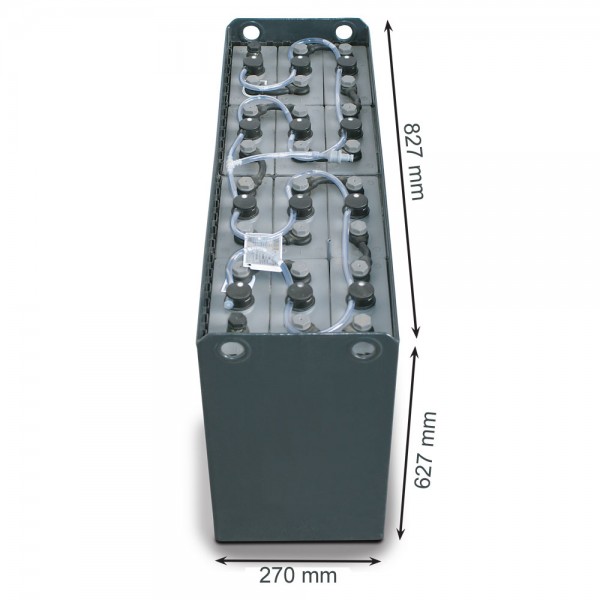 Q-Batteries 24V Gabelstaplerbatterie 4 PzS 460 DIN A (827 x 270 x 627) Trog 57014025 inkl.Aquamatik