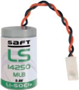 Saft LS 14250 1/2AA Lithium-Thionylchlorid Batterie 3,6V 1200mAh mit AMP 928205 Buchse - 2polig