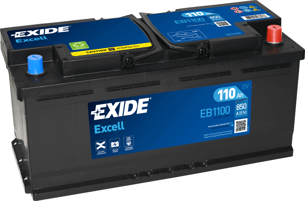 Exide EB1100 Excell 12V 110Ah 850A Autobatterie, Starterbatterie, Boot, Batterien für