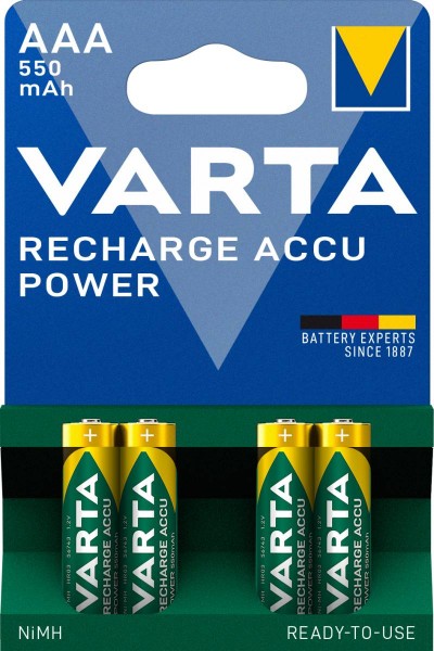 Varta AAA 550mAh Akku Recharge Power NiMH (4er Blister)