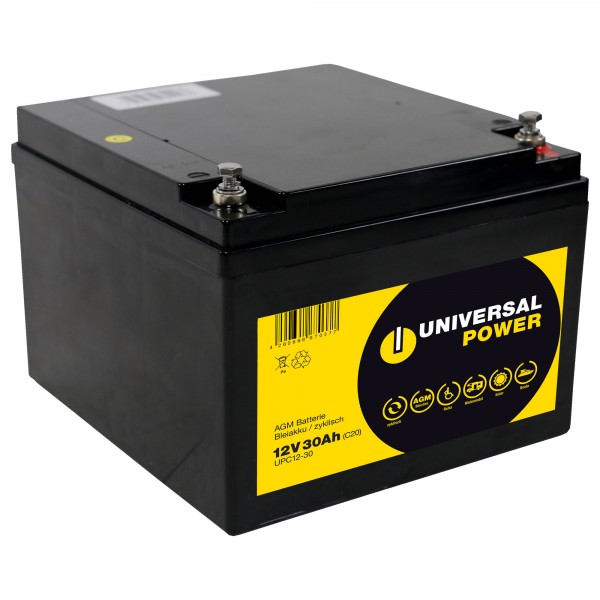 Universal Power AGM UPC12-30 12V 30Ah (C20) AGM Batterie zyklenfest wartungsfrei
